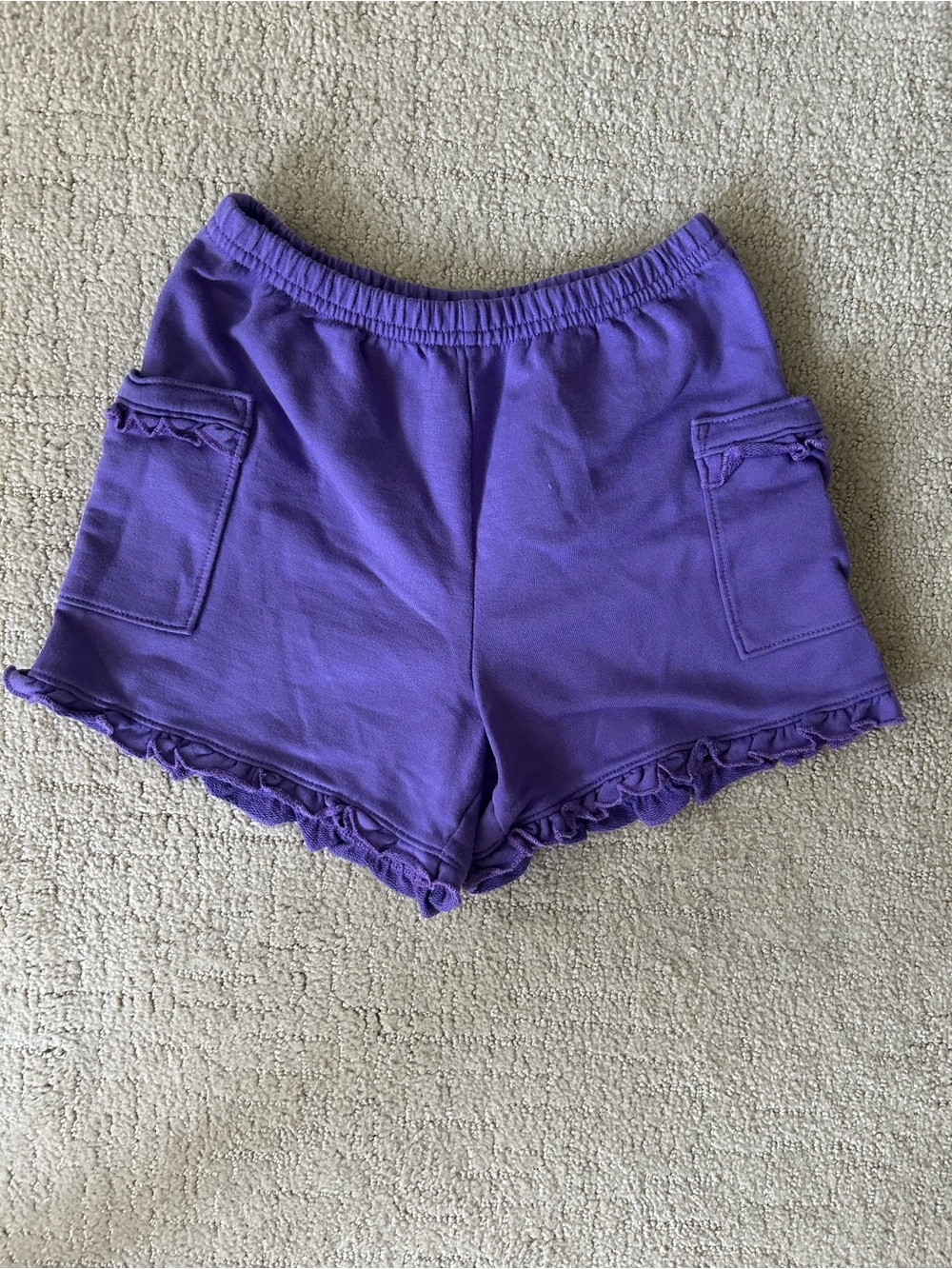 Hanna Andersson cotton ruffle pull on shorts purple summer 6/7